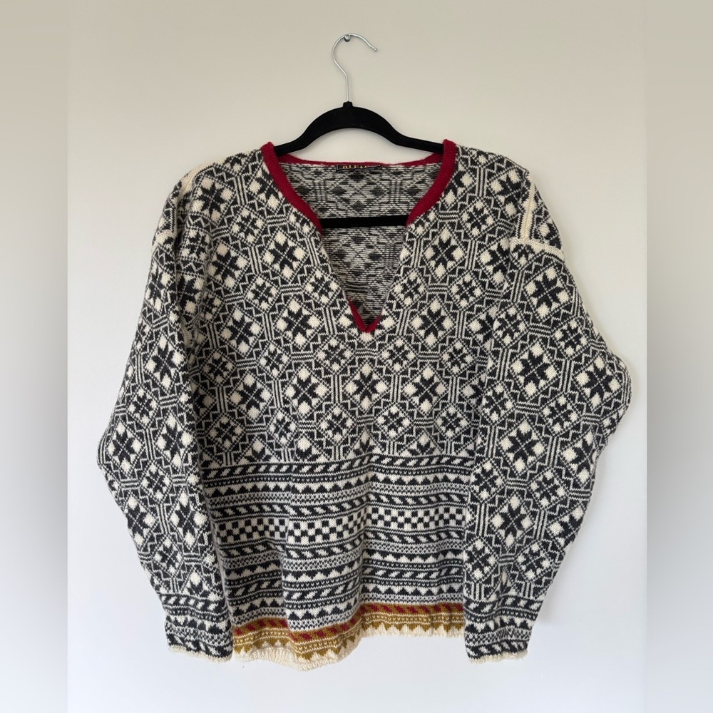 Vintage Norwegian Geometric Wool Sweater